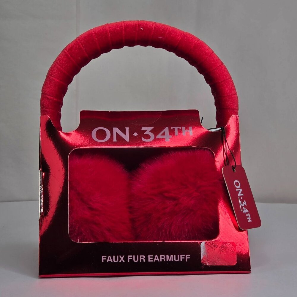 NWT On 34th Women's Red Faux Fur Earmuffs